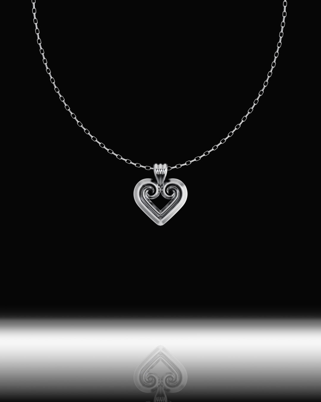 Small Heart Spiral Pendant